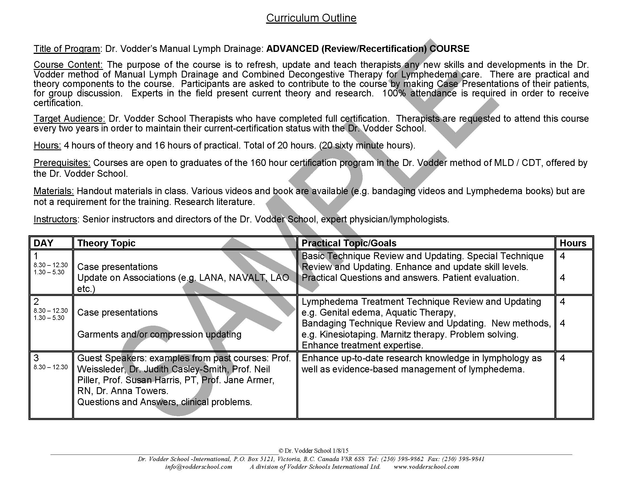 training course outline sample