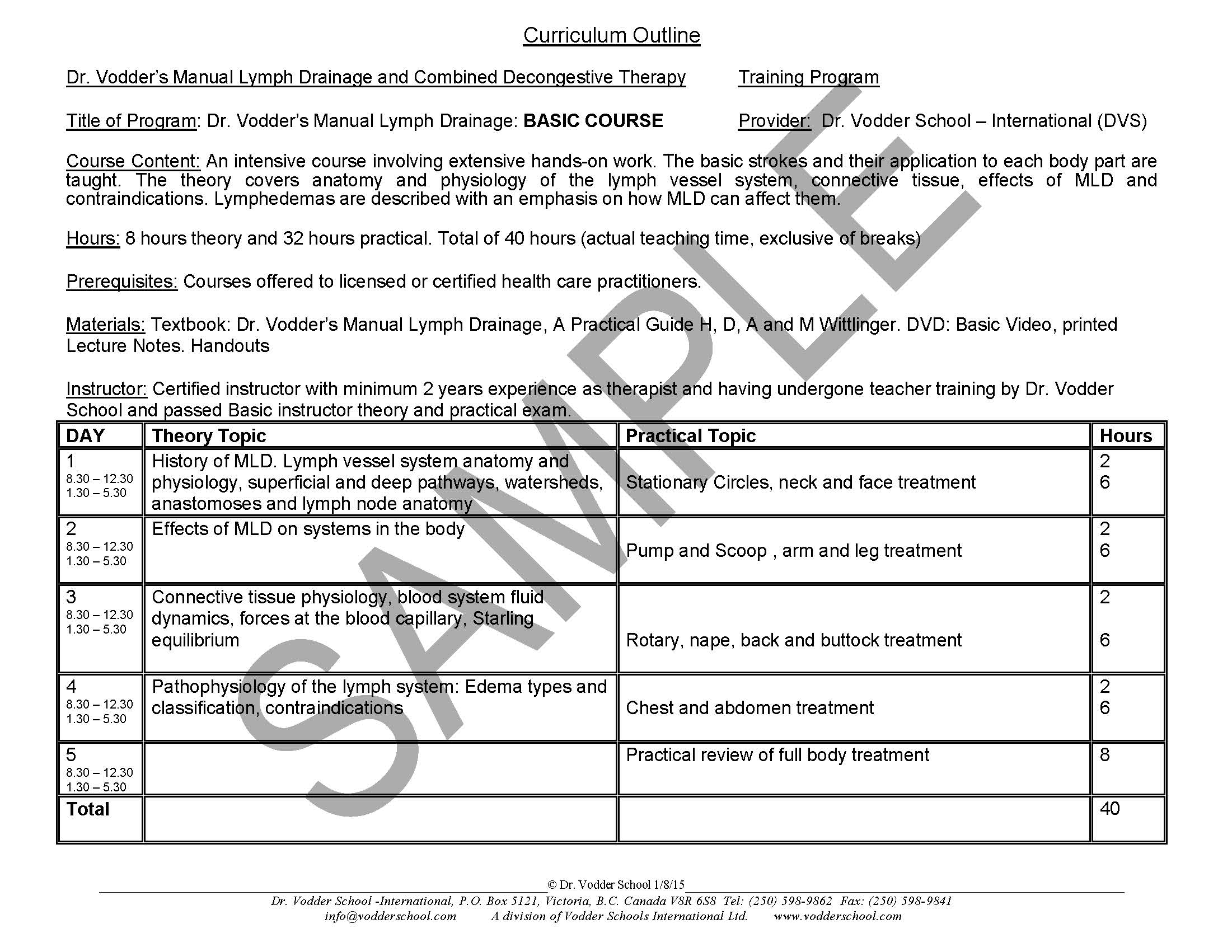 training course outline sample
